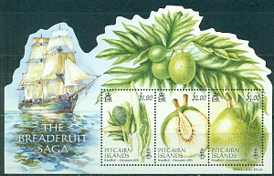 Питкерн, 2015, Хлебное Дерево, Парусник, блок